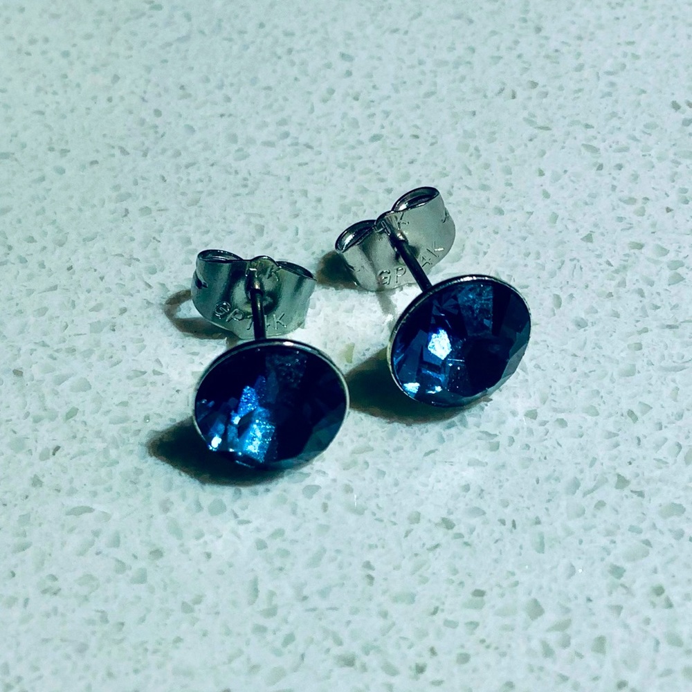 Pair of Blue Crystal Stud Earrings, NWOT